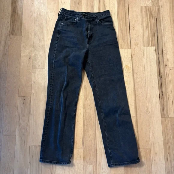 Denim Forum Arlo High Rise Straight Jeans in Black - Picture 2 of 3